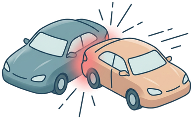 Illustration of two cars colliding