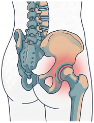 Illustration of hip joint anatomy